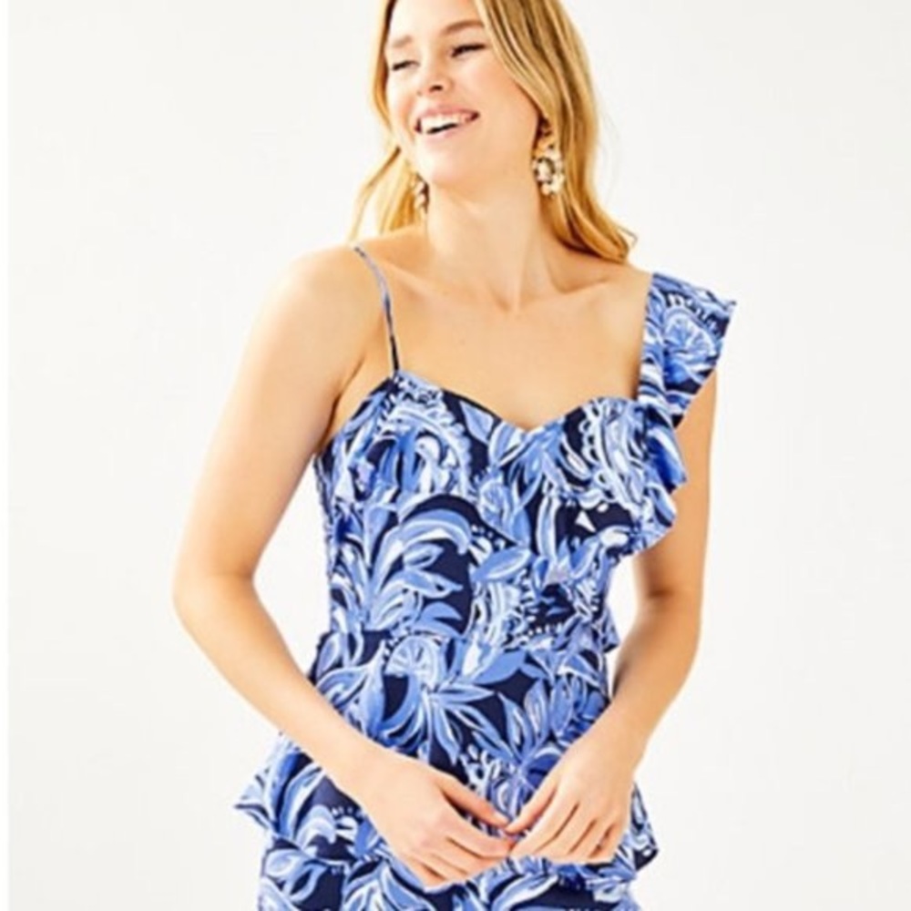 Lilly Pulitzer Auria One- Shoulder Top - Size 12